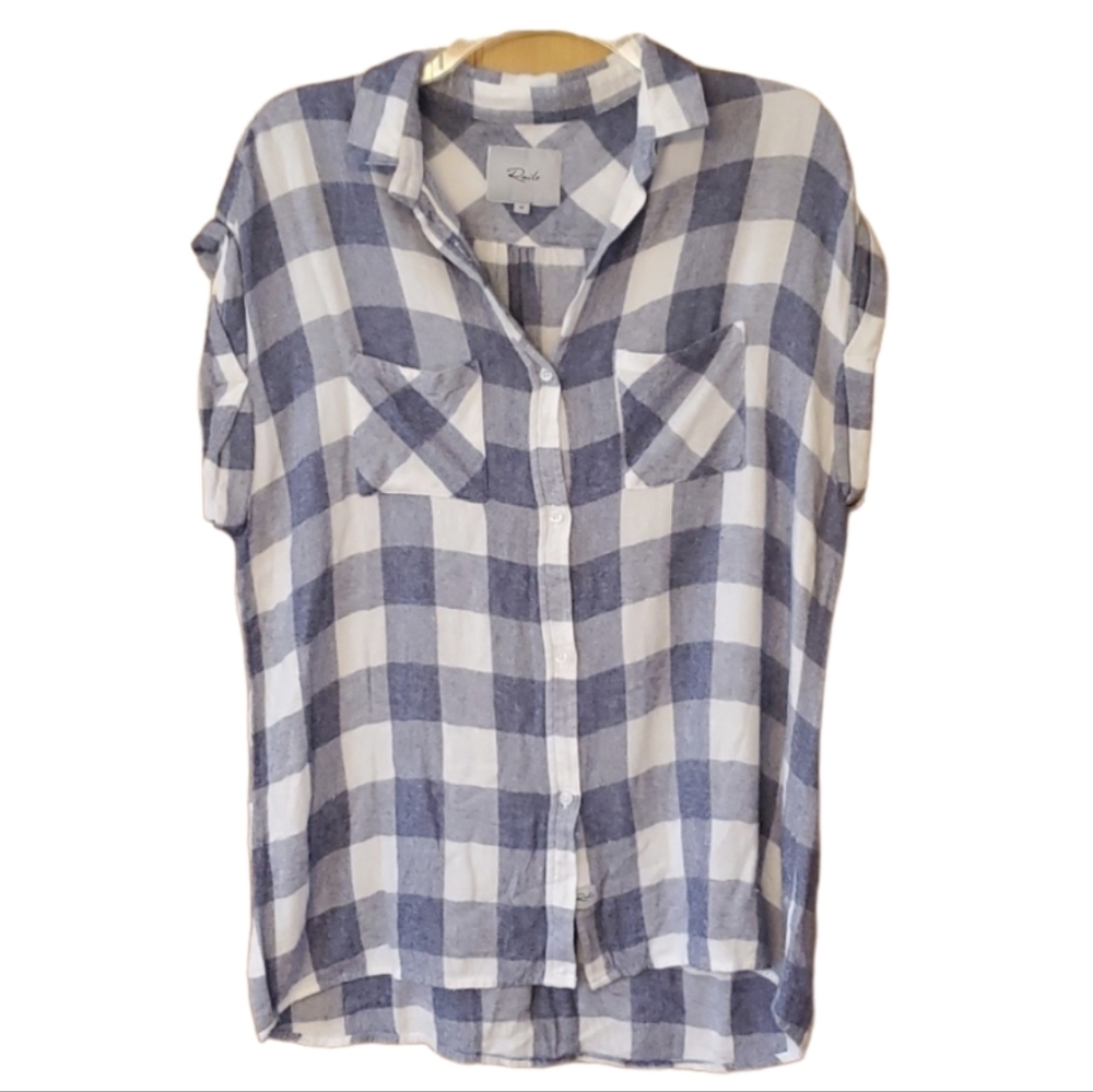 Rails Rayon Flannel Checked Short Sleeve Shirt Size Medium